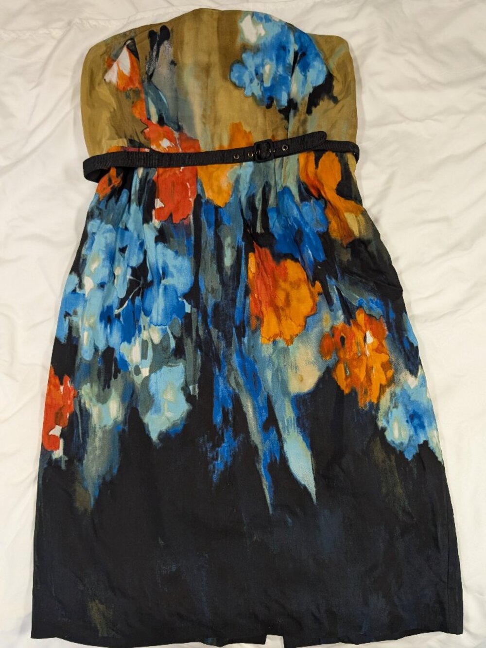 Anthropologie Moulinette Soeurs Strapless Floral Silk Blend Dress Size 12